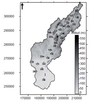 Distribuci&oacute;n de la estaci&oacute;n pluviom&eacute;trica a lo largo de la cuenca del r&iacute;o Cuyaguateje