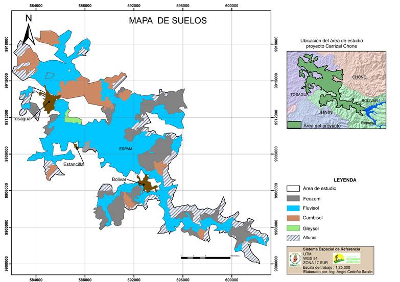 Mapa de suelos del &aacute;rea de Influencia del sistema Carrizal-Chone