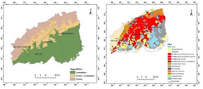 Distribuci&oacute;n de los suelos en las principales superficies ge&oacute;logo - geomorfol&oacute;gicas en la Llanura Sur de Pinar del R&iacute;o, Cuba