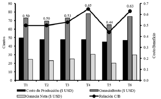 Análisis económico por hectárea de cada tratamiento utilizado en la investigación en el cultivo de la papa cv `Superchola´ sobre suelo Andisol en la provincia Carchi, Ecuador. Campaña 2017-2018
