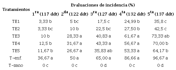 Incidencia de la roya amarilla (Hemileia vastatrix Berk. & Br.) en posturas de caf&eacute; tratadas con cepas de Trichoderma sp. end&oacute;fito bajo condiciones de vivero en el distrito San Juan del Oro