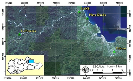 Ubicacin de los sitios de estudio