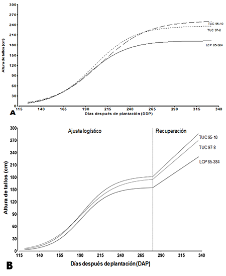 Evolución del crecimiento en altura de caña planta (2016-2017) en tres variedades de caña de azúcar