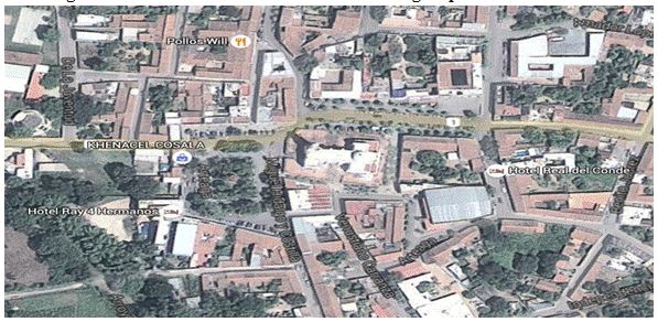 &Aacute;rea
del Centro Hist&oacute;rico de Cosal&aacute; elegida para realizar
el estudio