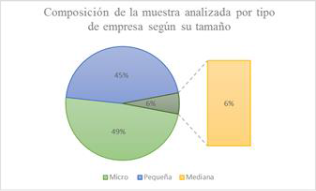 Composición de la muestra por tipo de empresa según su tamaño
