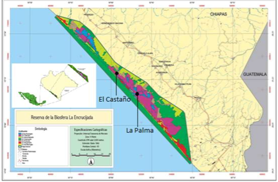 Figura1. Ubicaci&oacute;n de la REBIEN y comunidades de estudio.