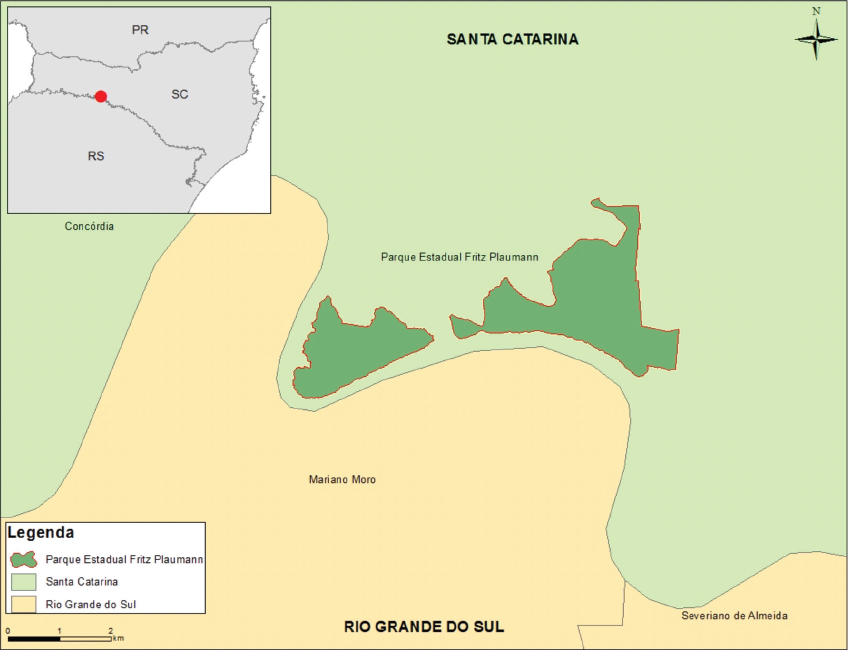 Parque Estadual Fritz Plaumann, no sudoeste do estado de Santa Catarina, Brasil.