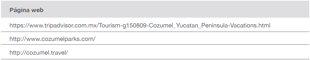 Principales páginas web que difunden Cozumel
