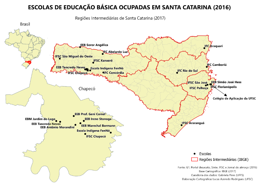 Escolas de Educao Bsica Ocupadas em Santa Catarina em 2016, segundo fontes selecionadas