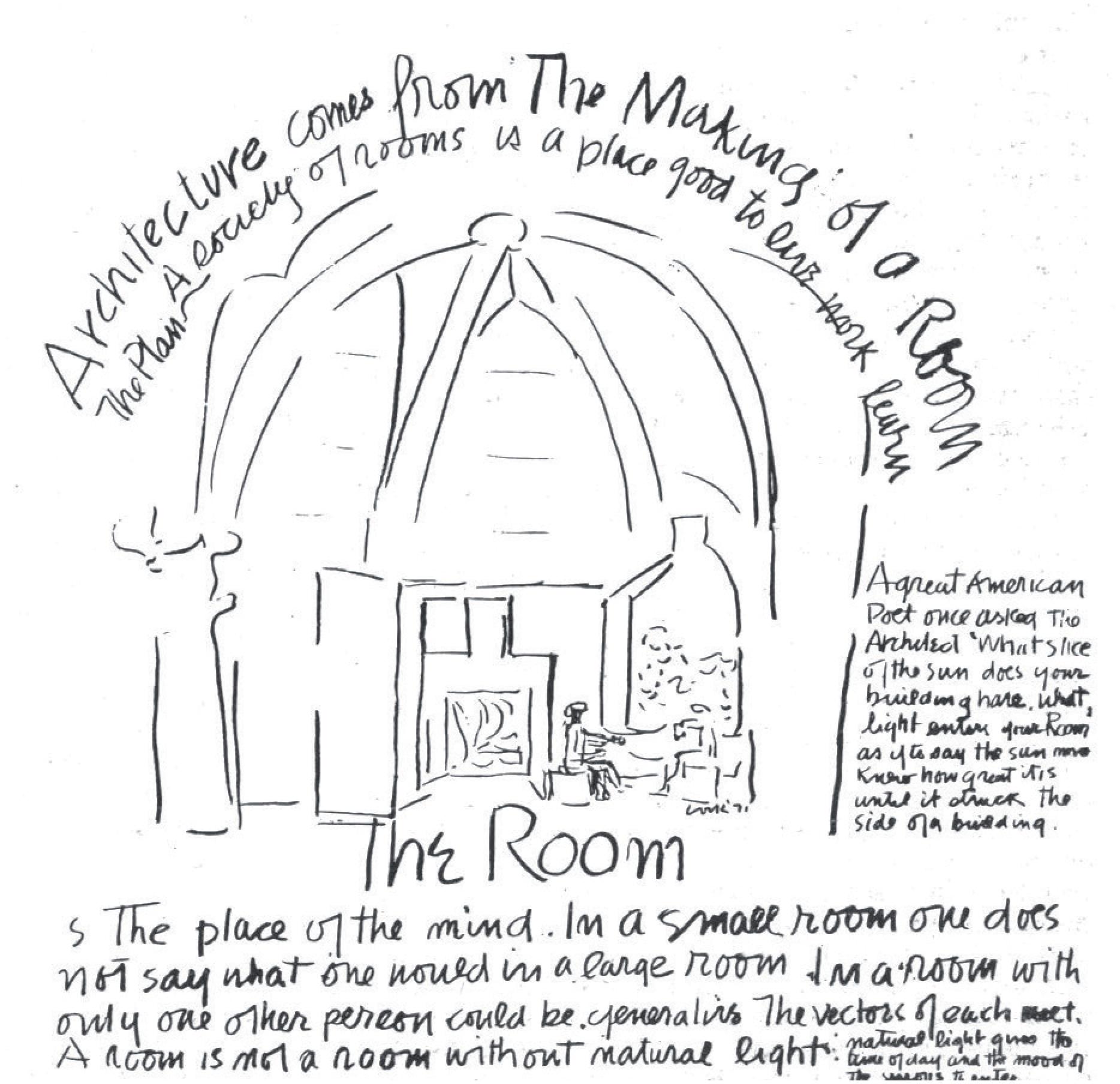 Dibujo de Kahn sobre The Room, 1971.