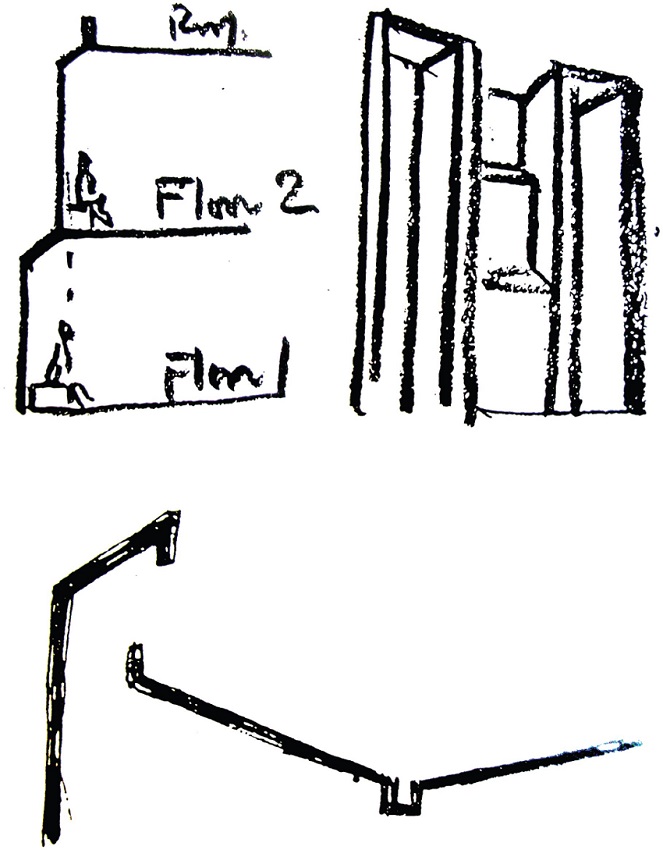 Primeira Igreja Unit&aacute;ria e Escola. Croquis. Eleva&ccedil;&atilde;o, fachada e detalhe.