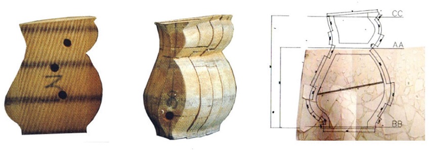Parque de Diagonal mar. Maqueta y dibujos de la maceta (EMBT Arquitectes et al., 2004).