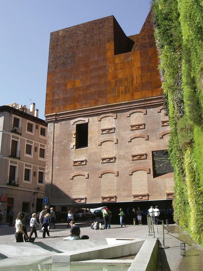 The building of the Caixa Forum Madrid, architects J. Herzog and P. de Meuron (2005).