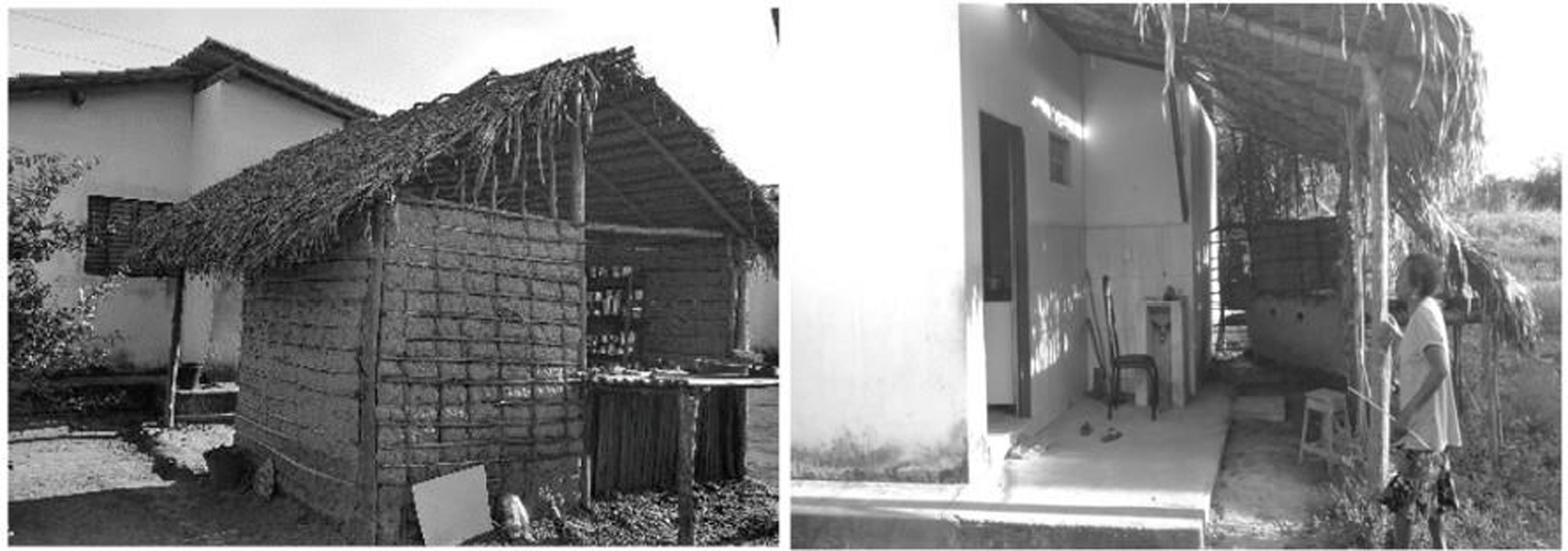 Cozinha e jirau de taipa de m&atilde;o com cobertura de palha em moradias do PNHR no Povoado Pu&ccedil;&atilde;o, Munic&iacute;pio de Presidente Vargas, Maranh&atilde;o.