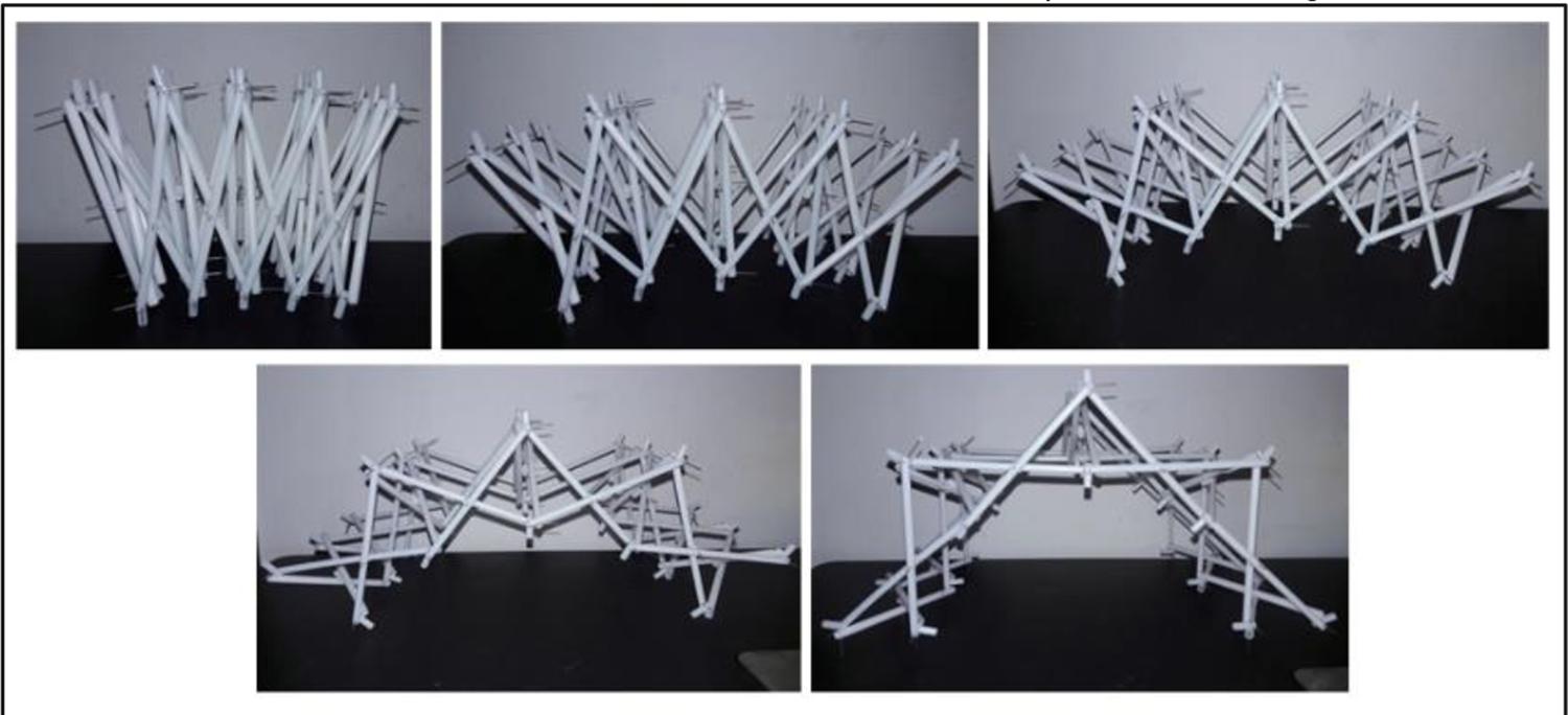 : Vista Transversal; el movimiento de la cubierta plegable se adecua gracias a que se simplificó su forma geométrica. (
    
              29
    )
            