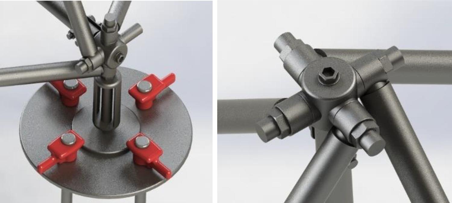 El detalle estructural se realizó por medio de un modelado en 3D para verificar los movimientos que podría tener la estructura. Registrado ante IMPI. (
    
              32
    )
            