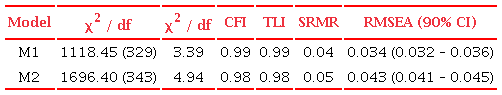 Models proposed for the Confirmatory Factor Analysis