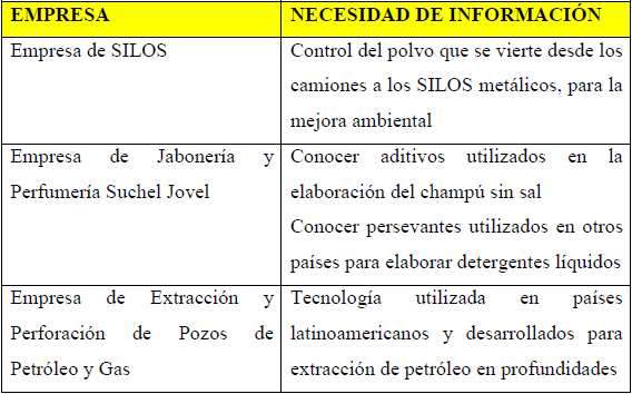 Necesidades de informaci&oacute;n de las empresas