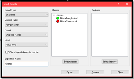 Exportaci�n de los resultados.
