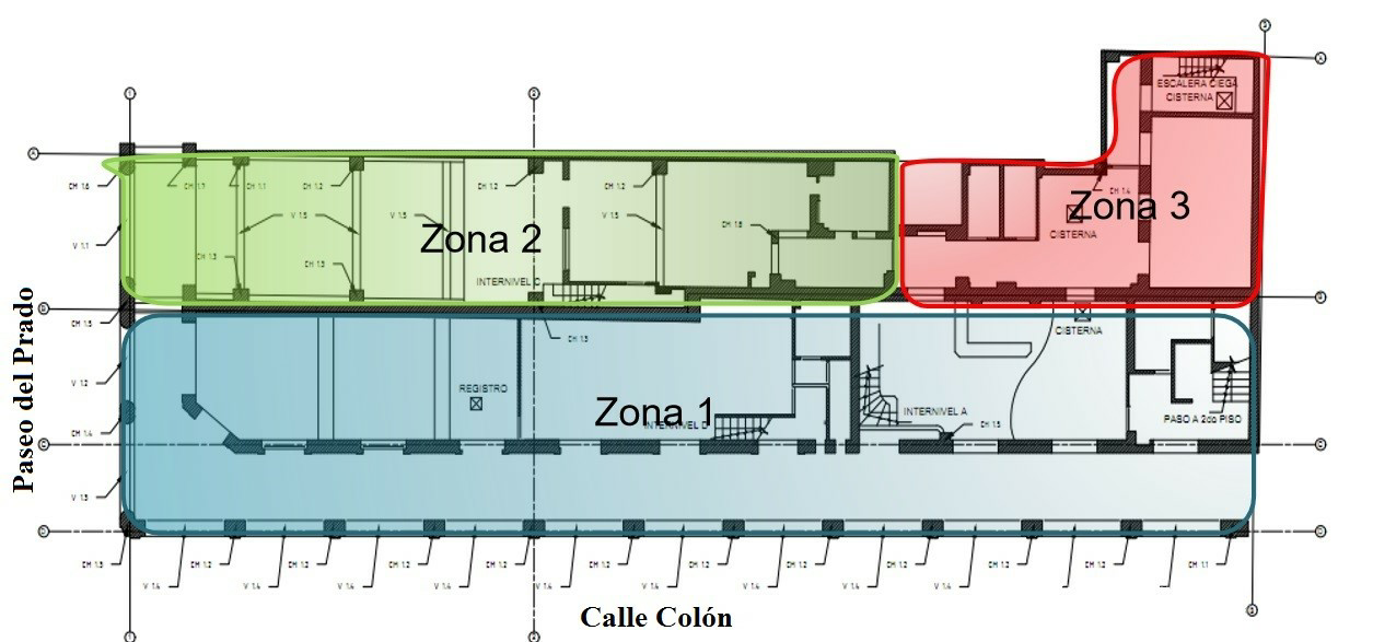 Zonificaci�n del hotel Regis seg�n tipolog�a constructiva.