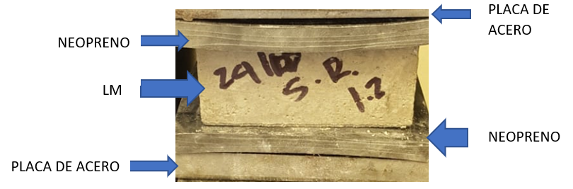 LM en prensa hidr&aacute;ulica para ensaye a compresi&oacute;n.