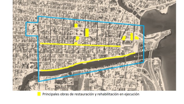 Ubicacin de las principales obras de restauracin y rehabilitacin en ejecucin.