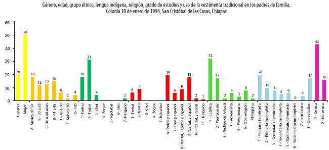 Datos etnogr&aacute;ficos de los padres y madres de familia de la Colonia 1&ordm; de enero de 1994.