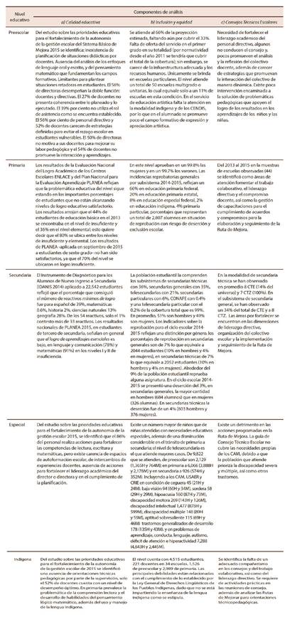 Diagnóstico por nivel y componentes de análisis