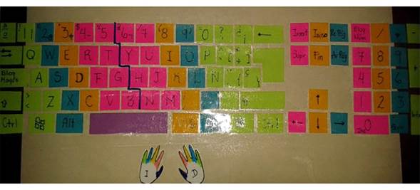 Recurso. Teclado elaborado con material de reciclaje.