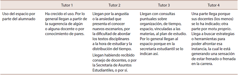 S&iacute;ntesis de las entrevistas al personal tutor