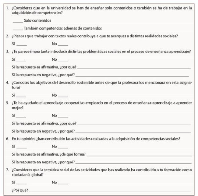 Ap&eacute;ndice A: Encuesta sobre el proceso de ense&ntilde;anza-aprendizaje