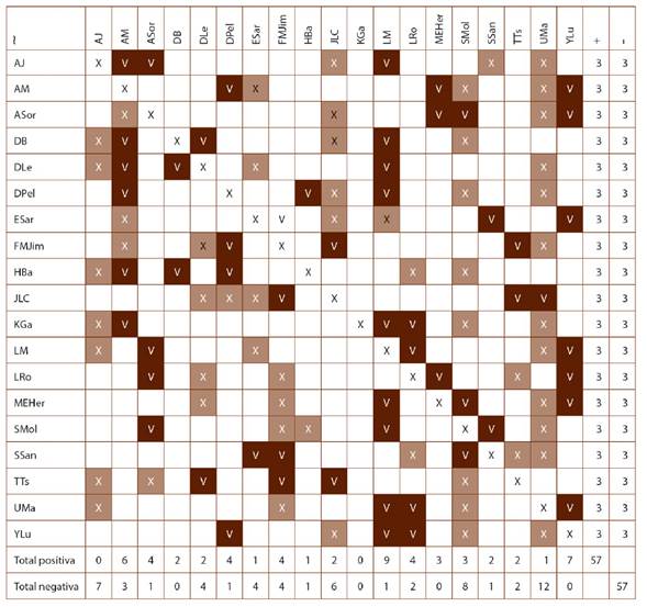 Matriz sociom&eacute;trica &ldquo;Dominio acad&eacute;mico&rdquo;