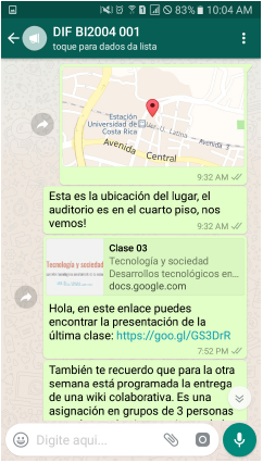 Captura de pantalla de ubicaciones compartidas