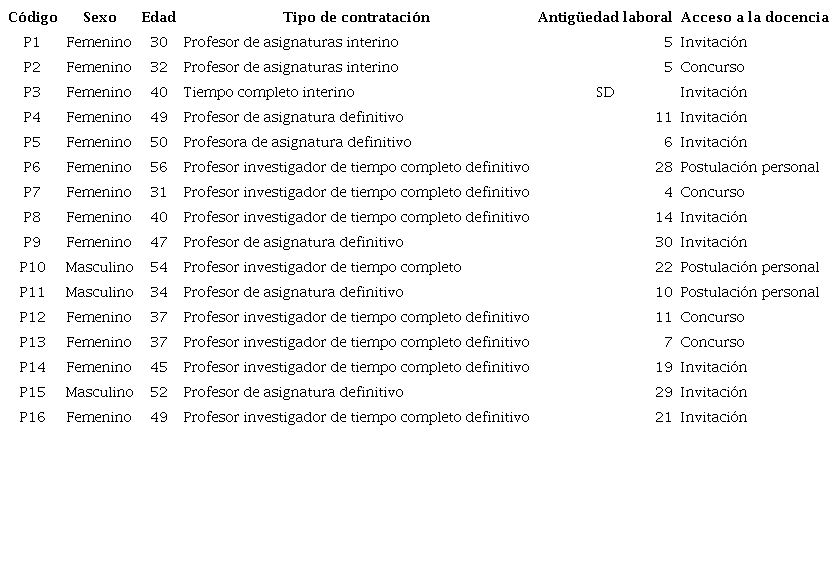 Perfil del profesorado participante