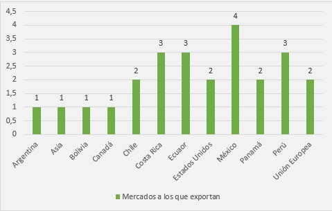 Mercados a los que exportan las empresas encuestadas