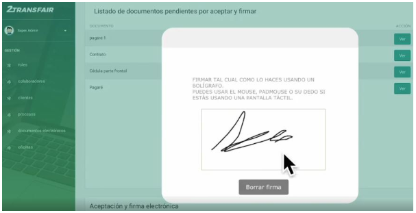 Firma digital en el m�dulo de originaci�n de solicitudes de cr�dito como parte integral de la autogesti�n en el sistema