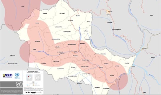 Zona Afectada por la Avalancha en Salgar, Antioquia
