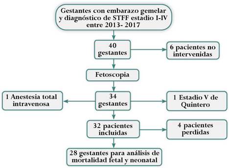 Diagrama de flujo que muestra la selecci&oacute;n de las participantes en el estudio.