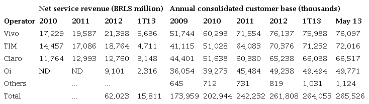 CONSOLIDATED NET SERVICE REVENUE AND ANNUAL CUSTOMER BASE