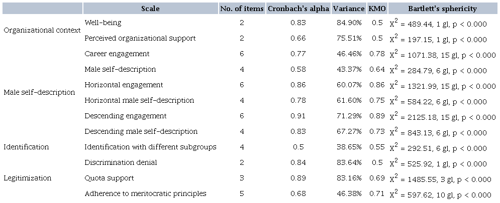 Psychometric and scale reliability results