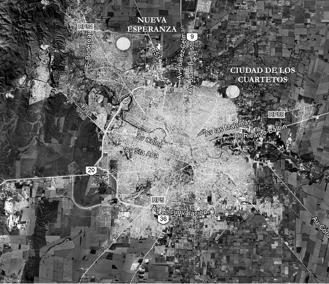 Ciudad de Córdoba. Localización de Ciudad de los Cuartetos y Nueva Esperanza
