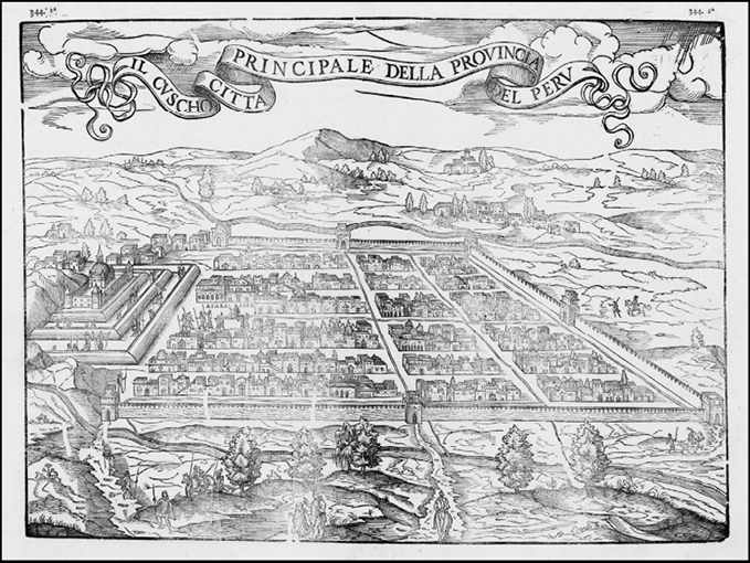 Planos históricos de Cuzco con representaciones ideales y ajustadas caprichosamente: 1556