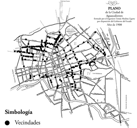 Vecindades en la ciudad de Aguascalientes hacia 1910