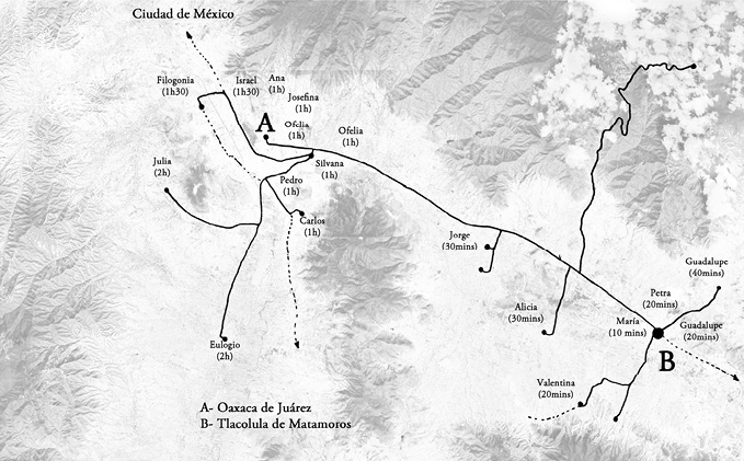 Valles centrales de Oaxaca y Tlacolula de Matamoros. Origen y traslado de los participantes