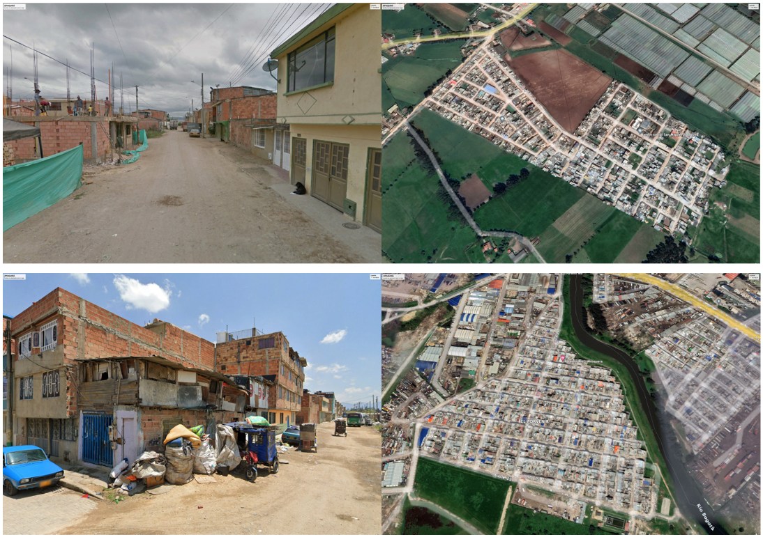 Informalidad urbana en los municipios de Zipaquir (arriba) y Mosquera (abajo)