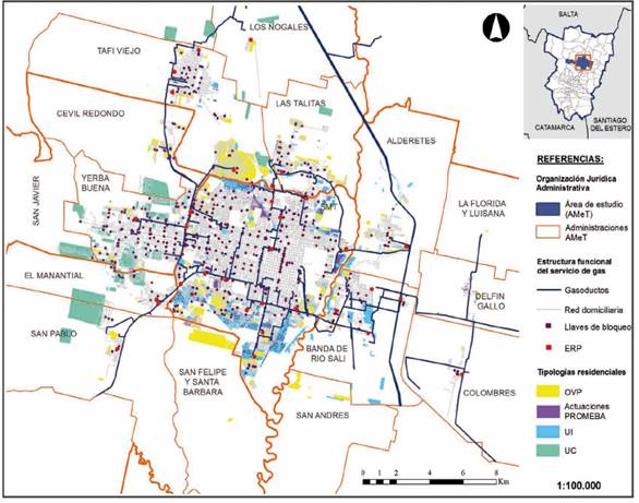 &Aacute;reas de cobertura de RDG y tipolog&iacute;as residenciales fragmentarias del territorio.