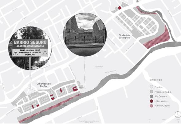 Map of empty lots and blind points.