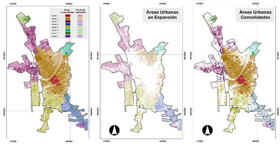 Characterization polygons of the resulting urban areas.