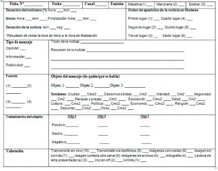 Ficha de observaci&oacute;n de noticiero televisivo