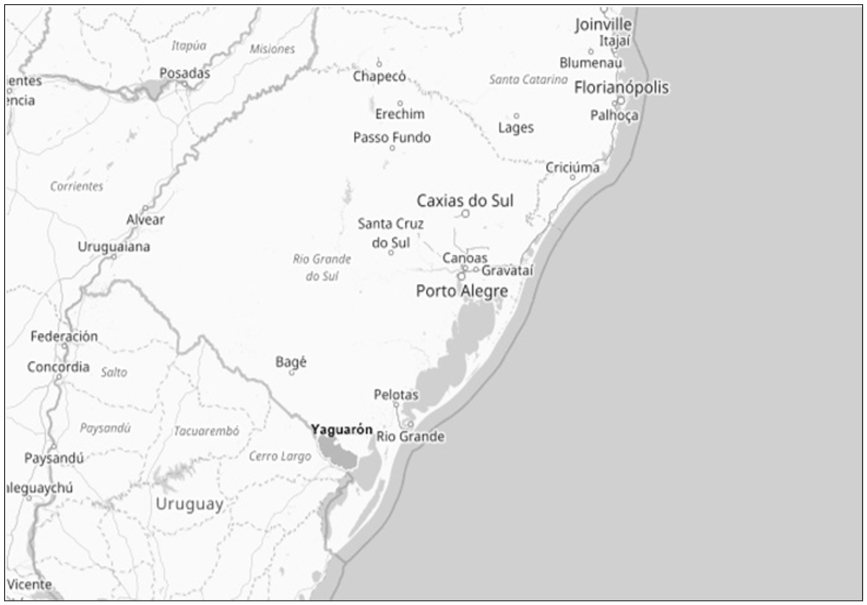 Mapa ilustrativo de la ubicación de Jaguarão